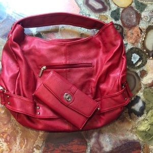 Charming Charlie’s Red Shoulder Bag and Wallet